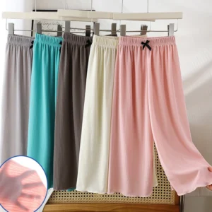 1pcs Summer Kids Wide-leg Pants Girls Children Leisure Sports Straight Pants Baby Bow Loose Trousers Student Comfortable Clothes